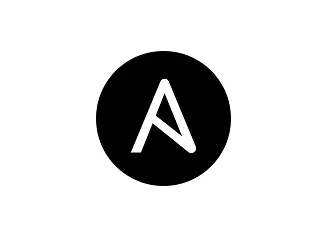 Ansible logo, white letter A in a black circle, symbol for IT automation and configuration management