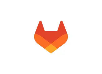 GitLab logo in orange and red, stylized fox head as a symbol for DevOps and version management
