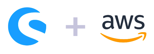 Shopware-Logo kombiniert mit Amazon Web Services (AWS)-Logo, symbolisiert Integration oder Hosting von Shopware in der AWS-Cloud.