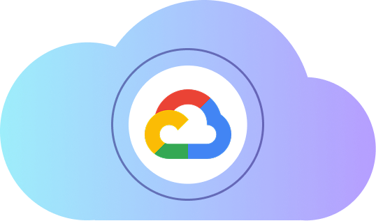 Google Cloud logo in a blue-purple cloud, symbol for cloud computing and hosting