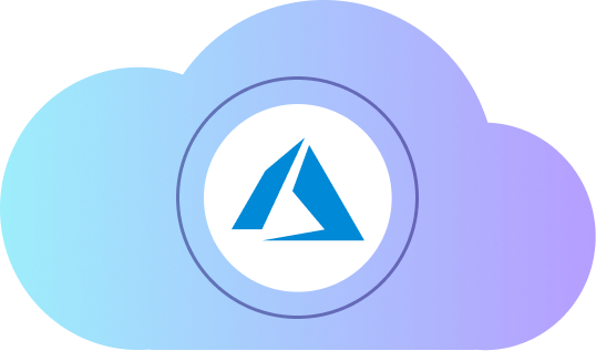 Microsoft Azure logo in a blue-purple cloud, symbol for cloud computing and hosting