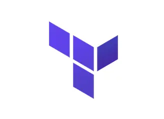 Terraform logo in purple, consisting of four offset squares, symbol for infrastructure as code and automation