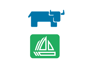Logos of Rancher and Fleet: At the top a blue cattle symbol for Rancher (container management platform), below a green square with a white sailboat symbol for Fleet (GitOps tool for Kubernetes cluster management)